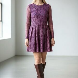 Altar’d State long sleeve mini Sapphire lace overlay dress NWT size xs